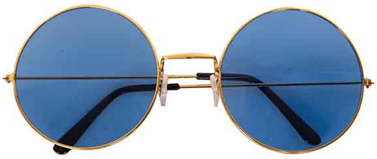 Faram Hippie zonnebril - blauw - flower power - 60s - ronde glazen