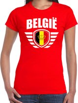 Belgie landen / voetbal t-shirt - rood - dames - voetbal liefhebber XXL