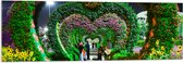 WallClassics - Acrylglas - Hartvormige Bloemenbogen in Park - 120x40 cm Foto op Acrylglas (Wanddecoratie op Acrylaat)