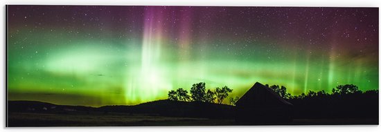 WallClassics - Dibond - Hemel Groen Noorderlicht - 60x20 cm Foto op Aluminium (Wanddecoratie van metaal)