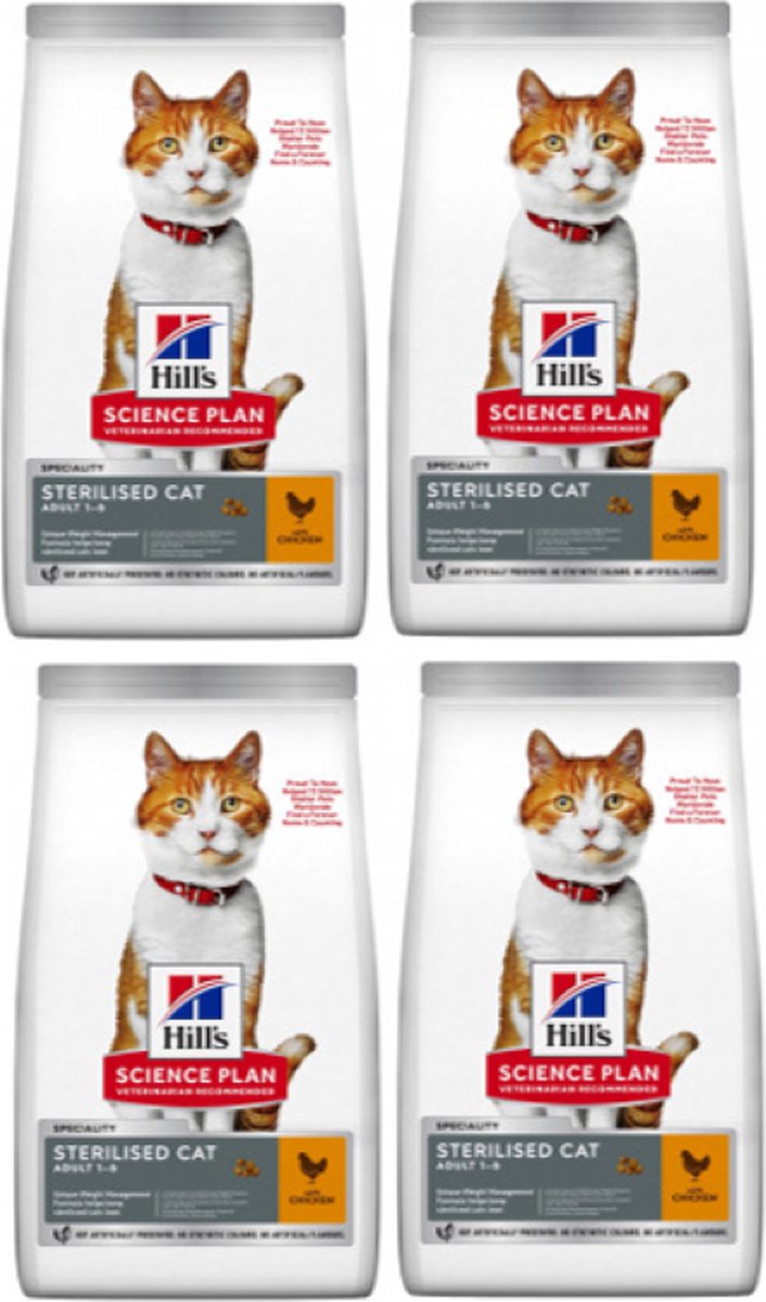 Hill's Kattenvoer - Science Plan Feline Young Adult Sterilised Kip - 4x 1.5kg