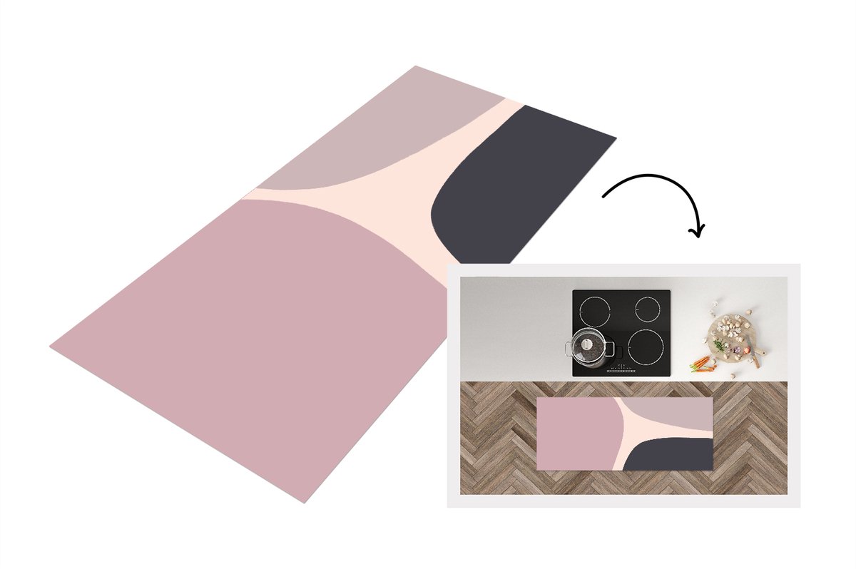 KitchenYeah Keukenloper - Loper keuken - Pastel - Design - Minimalisme - 120x50 cm - Keukenloper vinyl Multicolor