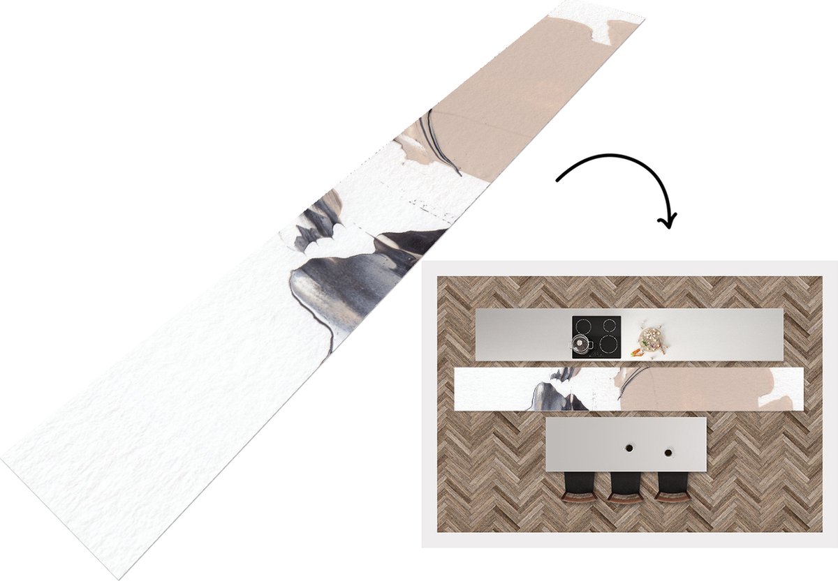 KitchenYeah Keukenloper - Loper keuken - Verf - Design - Abstract - 400x50 cm - Keukenloper vinyl Multicolor