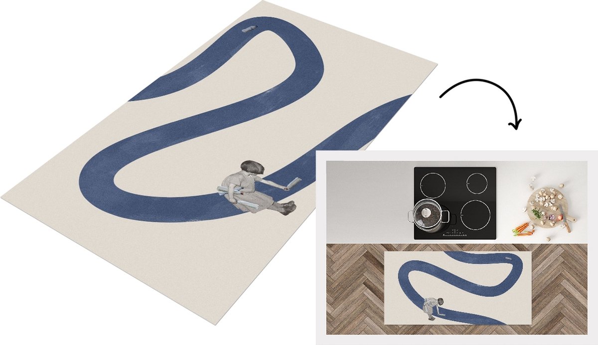 KitchenYeah Keukenloper - Loper keuken - Meisje - Recycle - Vintage - Keukenloper vinyl multicolor, foto 2