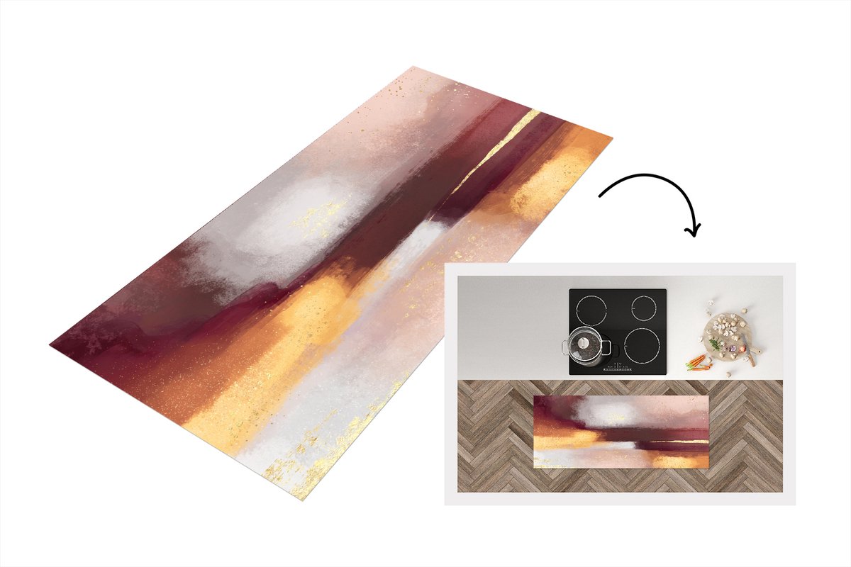 KitchenYeah Keukenloper - Loper keuken - Verf - Abstract - Pastel - 120x50 cm - Keukenloper vinyl Multicolor