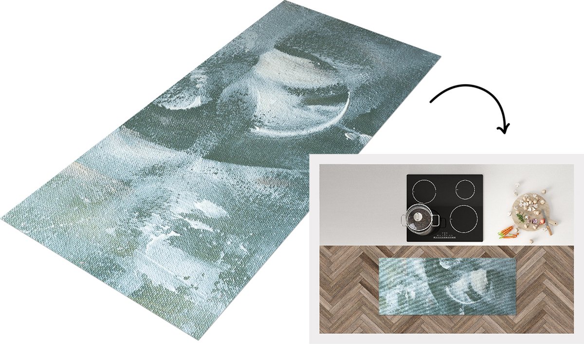 KitchenYeah Keukenloper - Loper keuken - Acrylverf - Structuren - Abstract - 120x50 cm - Keukenloper vinyl Multicolor
