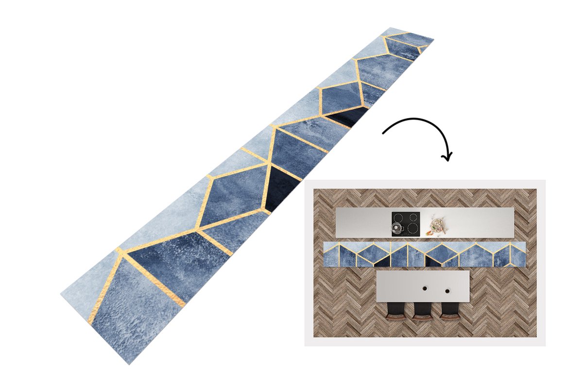 KitchenYeah Keukenloper - Loper keuken - Hexagon - Gold - Luxe - Patronen - Keukenloper vinyl, foto 6