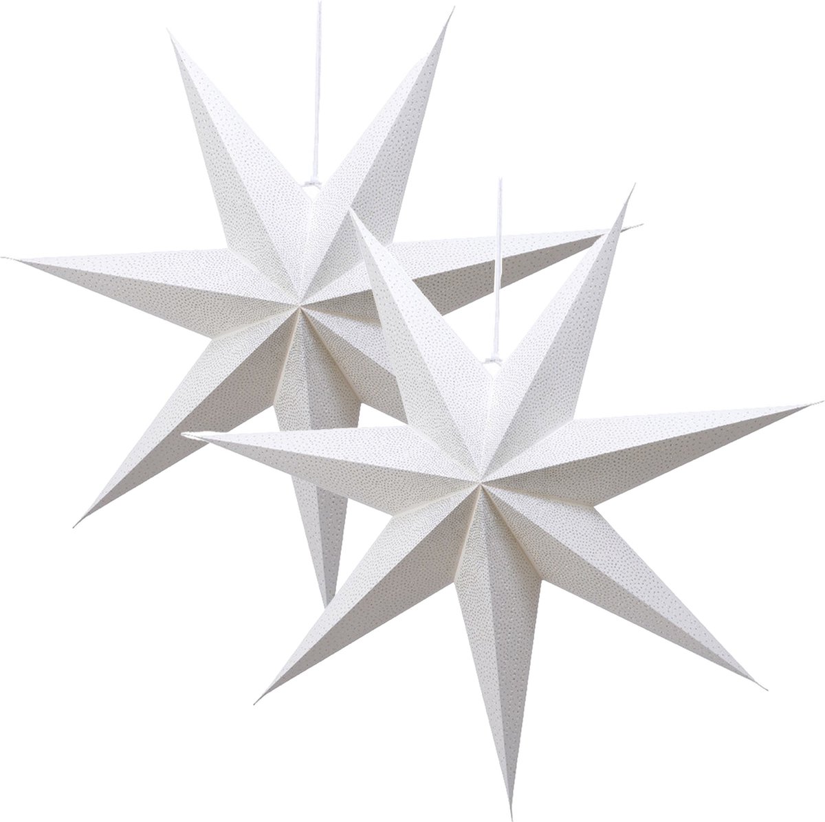 Lumineo kerstster lampionnen 2x stuks - 60 cm - wit - E14 fitting