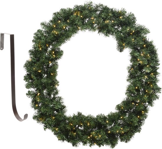 Kerstkrans | 45 Cm Boerderij Verlichte Guirlande | Warme Kerstkrans Met Licht Voor Woonkamer Buiten Deur Keuken Binnen Hal Decor - Woonkamer Eetkamer Portiek Decor