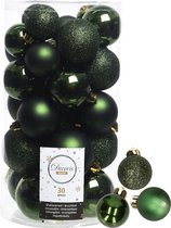 Decoris kerstballen - 44x stuks - donkergroen - 3-4-5-6 cm - kunststof