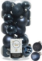 Decoris kerstballen - 44x stuks - donkerblauw - 3-4-5-6 cm - kunststof