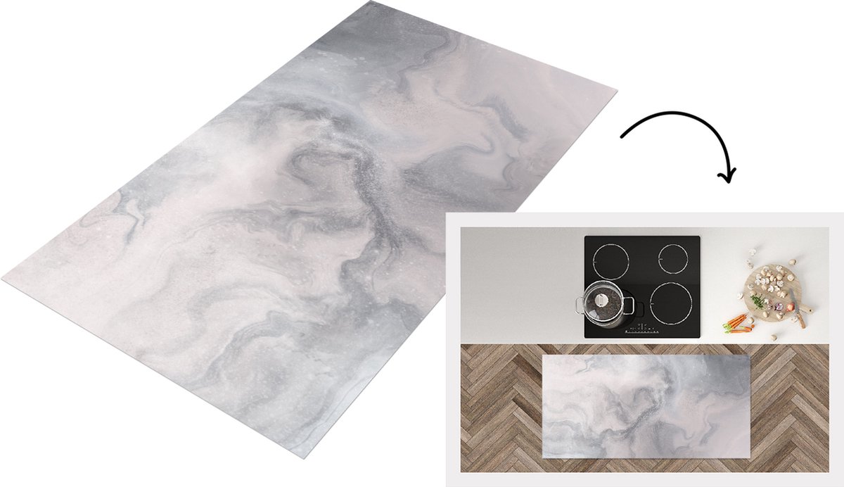KitchenYeah Keukenloper - Loper keuken - Wolken - Abstract - Verf - 120x60 cm - Keukenloper vinyl Multicolor