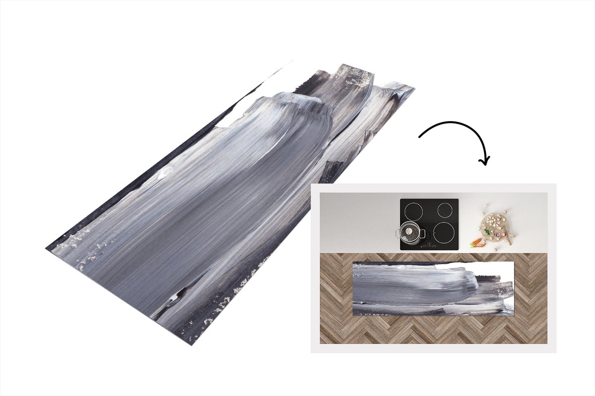 KitchenYeah Keukenloper - Loper keuken - Verf - Zwart - Design - Keukenloper vinyl, foto 7