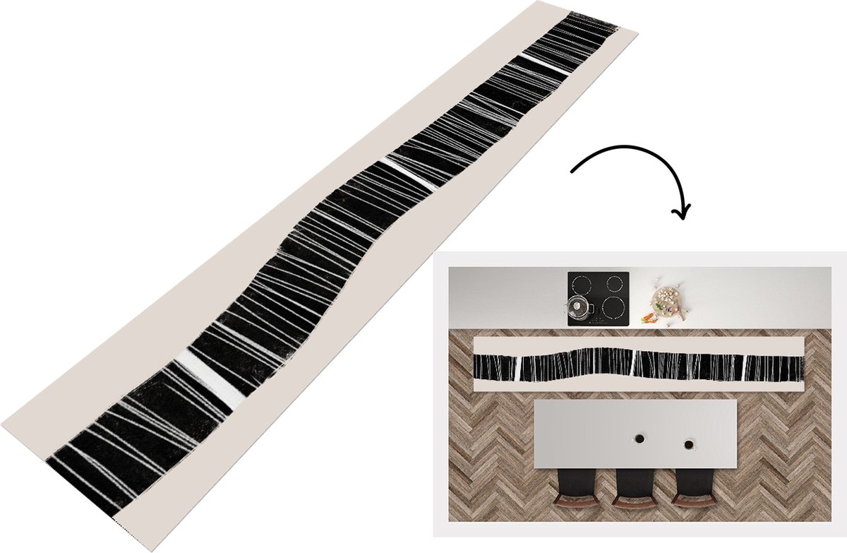 KitchenYeah Keukenloper - Loper keuken - Lijn - Pastel - Minimalisme - Patronen - 360x60 cm - Keukenloper vinyl Multicolor