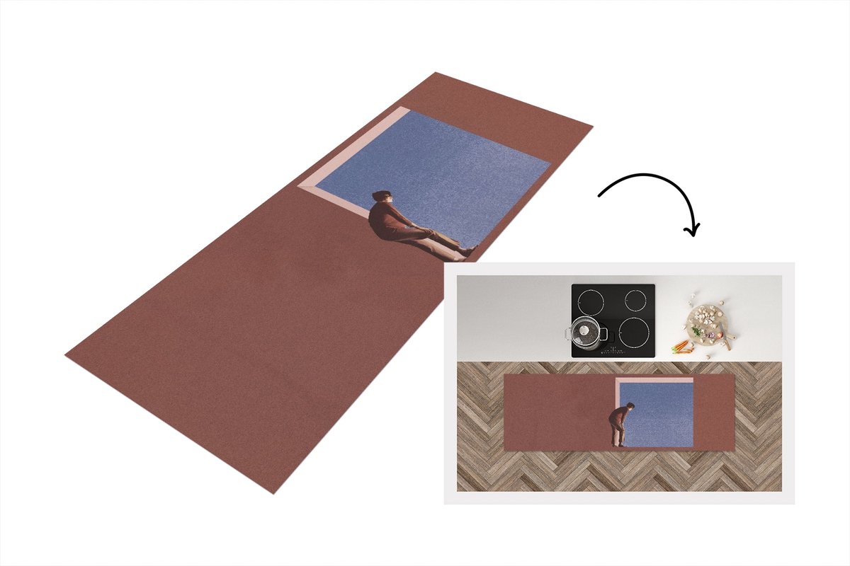 Keukenloper - Loper keuken - Man - Vintage - Design - 150x50 cm - Keukenloper vinyl