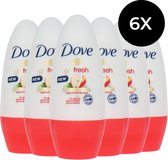 Dove Deodorant Roller Go Fresh Apple & White Tea - 6x50ml