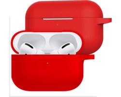 Hoesje Geschikt voor Apple AirPods Pro 2 - Siliconen Hoes met Clip - Silicone Case Cover - Rood