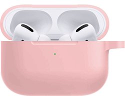 Hoesje - Geschikt voor Apple AirPods Pro 2 - Siliconen Hoes met Clip - Silicone Case Cover - Lichtroze