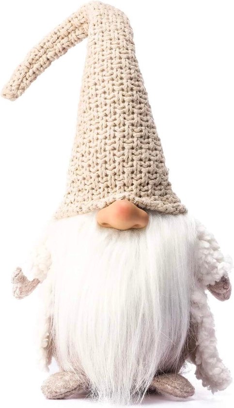 FLOOQ Gnoom Beige - Kerstbeelden & Figuren - Kerst Kabouter - Kerstdecoratie voor binnen - Kerstboomversiering - Gnomes - 1 stuk