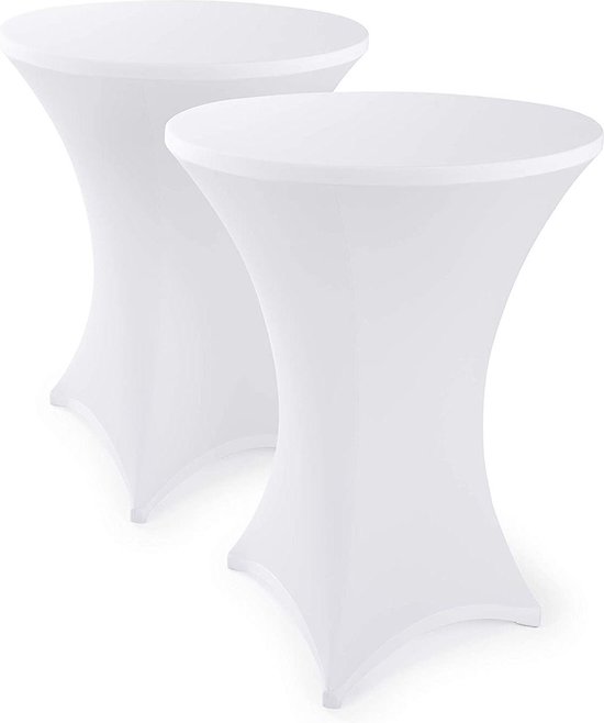 Nince Wit Extra Épaisse - Jupe De Table - Housse De Table Debout Set De 2 - Rok Stretch 80 - 110cm - Utilisation Universelle