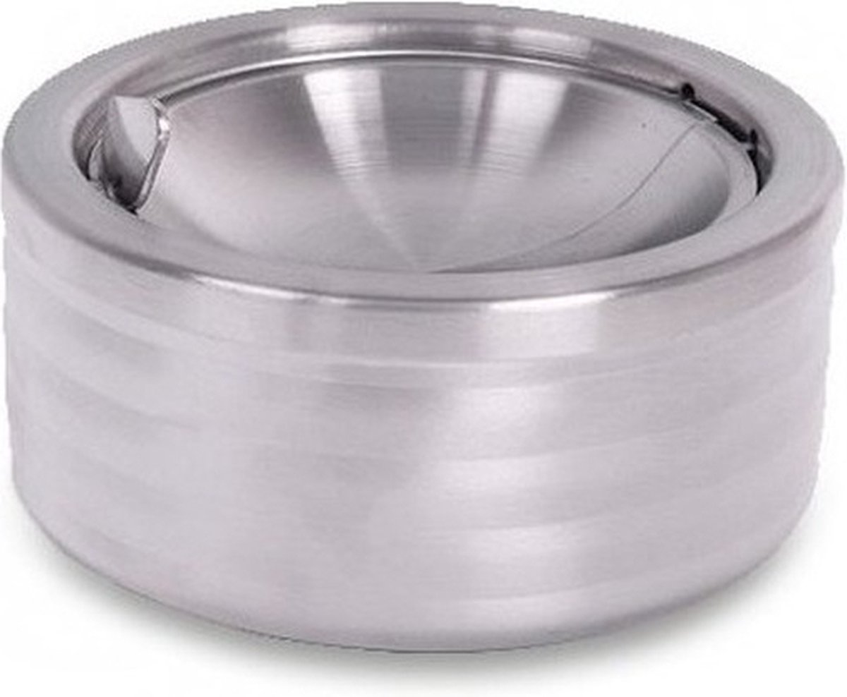 Goedkoopste Klepasbak - mat chroom - 11 cm - terrasasbak - asbak met klep - buiten asbakken - Tafelaccessoires - Tuin artikelen