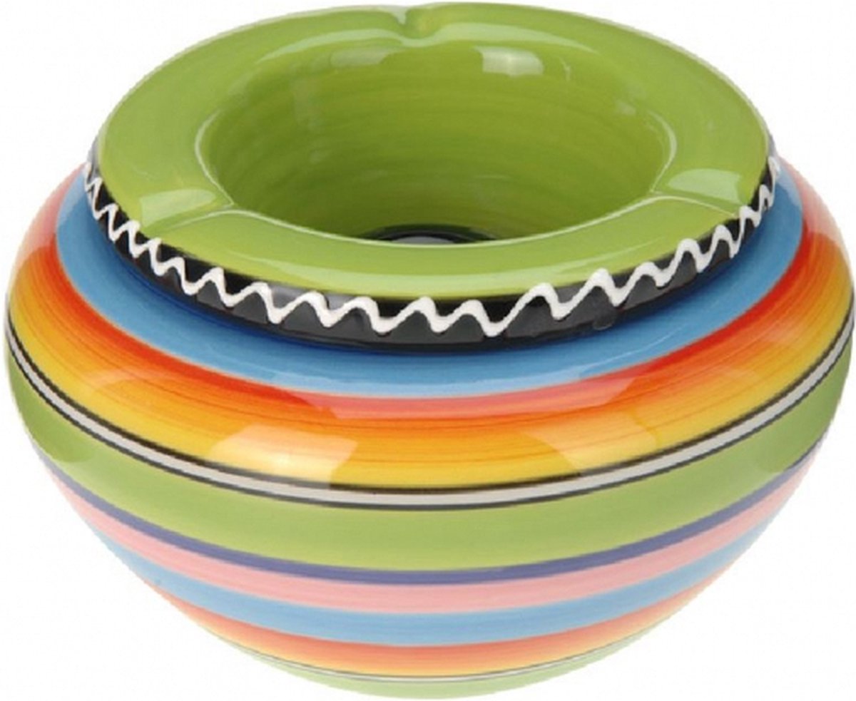 Kleurrijke asbak groen 14 cm