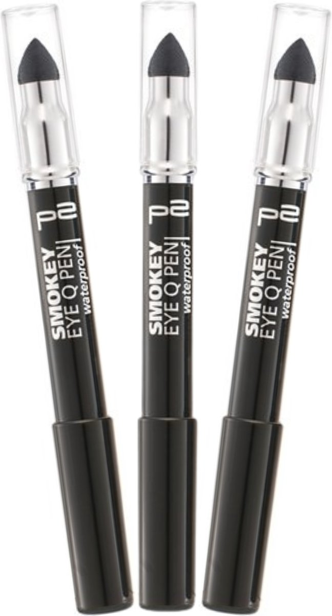 P2 Cosmetics Smokey Eyes Q Pen Oogschaduw Stick Zwart - Waterproof - Creamy - Eyeshadow - Gebruik als Oogschaduw Stick of Eyeliner - Voordeelverpakking 3 x 3.5 g