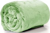 Unique Living Plaid/deken - fleece - salie groen - polyester - 130 x 180 cm