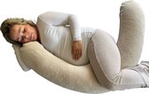 Snoozzz Zwangerschapskussen Zijslaapkussen Lichaamskussen Premium kwaliteit - 185 cm - microparel vulling- met afneembare hoes van zachte teddy en katoen - Teddy Sand
