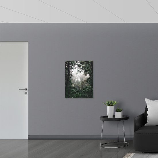 WallClassics - Bois - Végétation dans la forêt tropicale - 60x80 cm - 12 mm d'épaisseur - Photo sur bois (avec système de suspension)