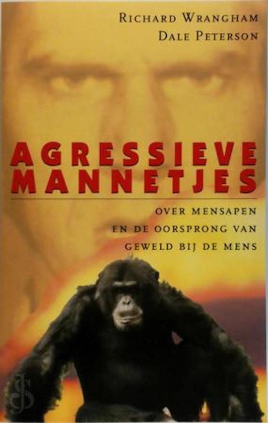 Boekomslag "Agressieve Mannetjes" met Richard Wrangham en Dale Peterson, over mensapen en de oorsprong van geweld bij de mens.