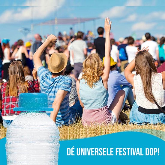 PartyDop - Universele flessendop - Festival dop - Met sleutelhanger - Sky Blue - Partydop