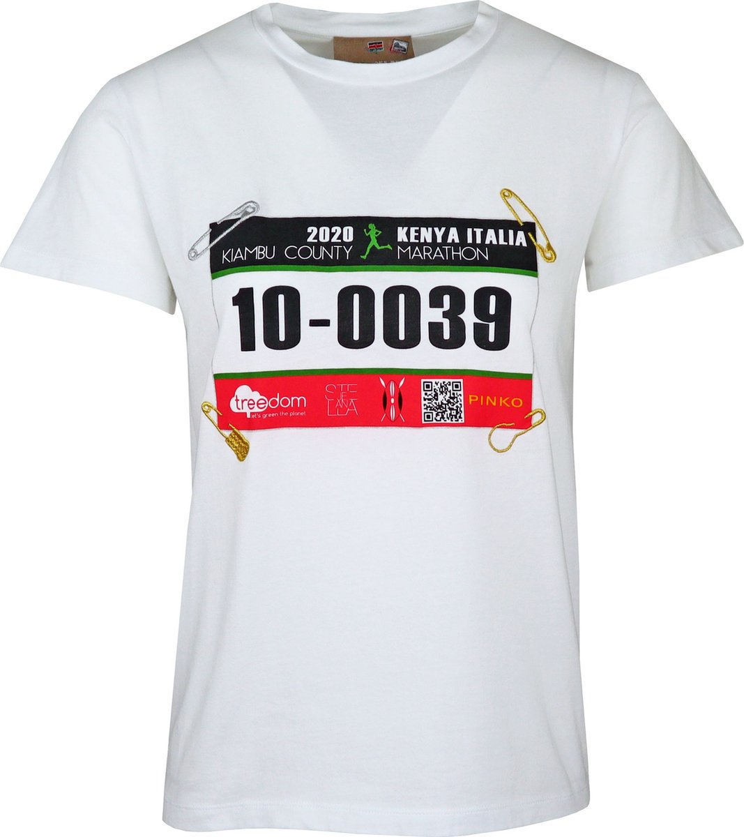 Pinko • wit shirt met marathon nummer • maat XS