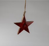 Kerst hanger ster rood hout - Kerstmis decoratie - kerst ornament - Kerstmis - Christmas - Red - Kerstster - Boomversiering - Kerstboom - Tree - Versiering - Feest - Kerststal - Kerstdagen - Winter - Kerstsfeer - Star - Kerstboomster - Kerstviering