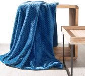 Oneiro’s Luxe Plaid CINDY blauw - 200 x 220 cm - wonen - interieur - slaapkamer - deken – cosy – fleece - sprei