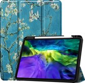 Mobigear Tablethoes geschikt voor Apple iPad Pro 11 (2022) Hoes | Mobigear Tri-Fold Gel Bookcase + Stylus Houder - Amandelbloesem