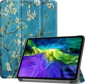 Coque Apple iPad Pro 11 (2022) - Mobigear - Série Tri-Fold - Bookcase en similicuir - Fleurs d'amandier - Coque adaptée pour Apple iPad Pro 11 (2022)