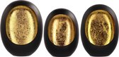 Kandelaar Store - Set van 3 Stuks - Standing Eggs T-light H24cm + H28cm + H33cm - Zwart/Goud