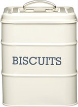 KitchenCraft Living Nostalgie Boîte à biscuits en métal hermétique, boîte à biscuits, boîte à biscuits / récipient de stockage, 13 x 13 cm ? Crème Antique