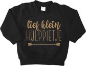 Baby sweater - Klein Lief Hulppietje - Maat 56 - Zwart met gouden opdruk - 5 December - Sinterklaas - Piet - Kraamcadeau - Cadeau - Babyshower - Zwanger - Geboorte