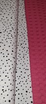 Deken voor kinderwagen of mozes mandje - zwart witte dotsmotief katoen - roze wafelstof - 60 x 80 cm