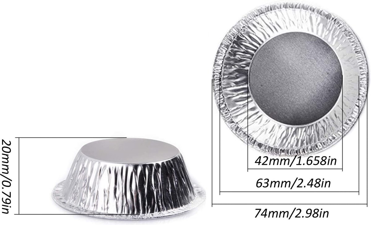 Quixotical 50 stuks aluminiumfolie pannen, ronde folie bakjes, wegwerpfolie borden, duurzame tinfolie schalen folie bakjes, voor bakken, grillen, koken (7 inch