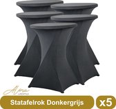 Statafelrok donkergrijs 80 cm - per 5 - partytafel - Alora tafelrok voor statafel - Statafelhoes - Bruiloft - Cocktailparty - Stretch Rok - Set van 5