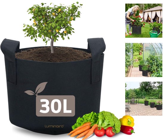 POTLAB Low Stress Training Kweekzakken (5-pack), Stoffen kweekzakken, Stoffen potten, Plantenzakken met handvatten, Tuinzakken om groenten te kweken (25L (5-pack