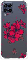 Anti Shock hybrid Case Geschikt voor Samsung Galaxy M53 Telefoon Hoesje met doorzichtige rand Blossom Red