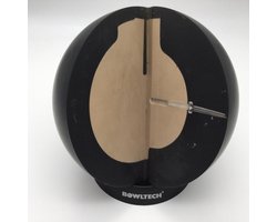 Bowling Bowlingbal 'Brunswick 3/4 -' opengewerkte bal op zwarte bowltech bal cup, laat zien hoe de bal is opgebouwd