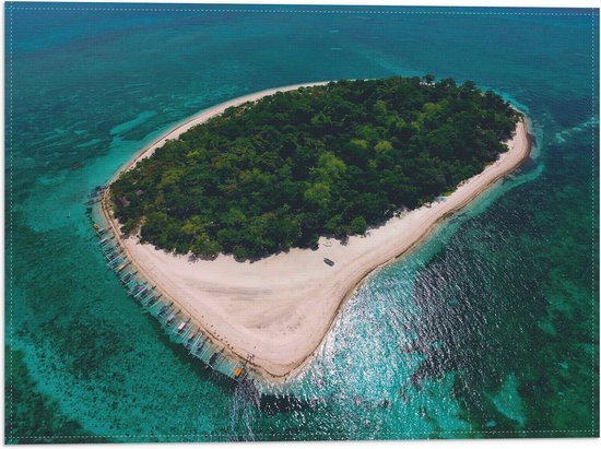 WallClassics - Drapeau - Forêt sur île dans la mer - Photo 40x30 cm sur drapeau polyester