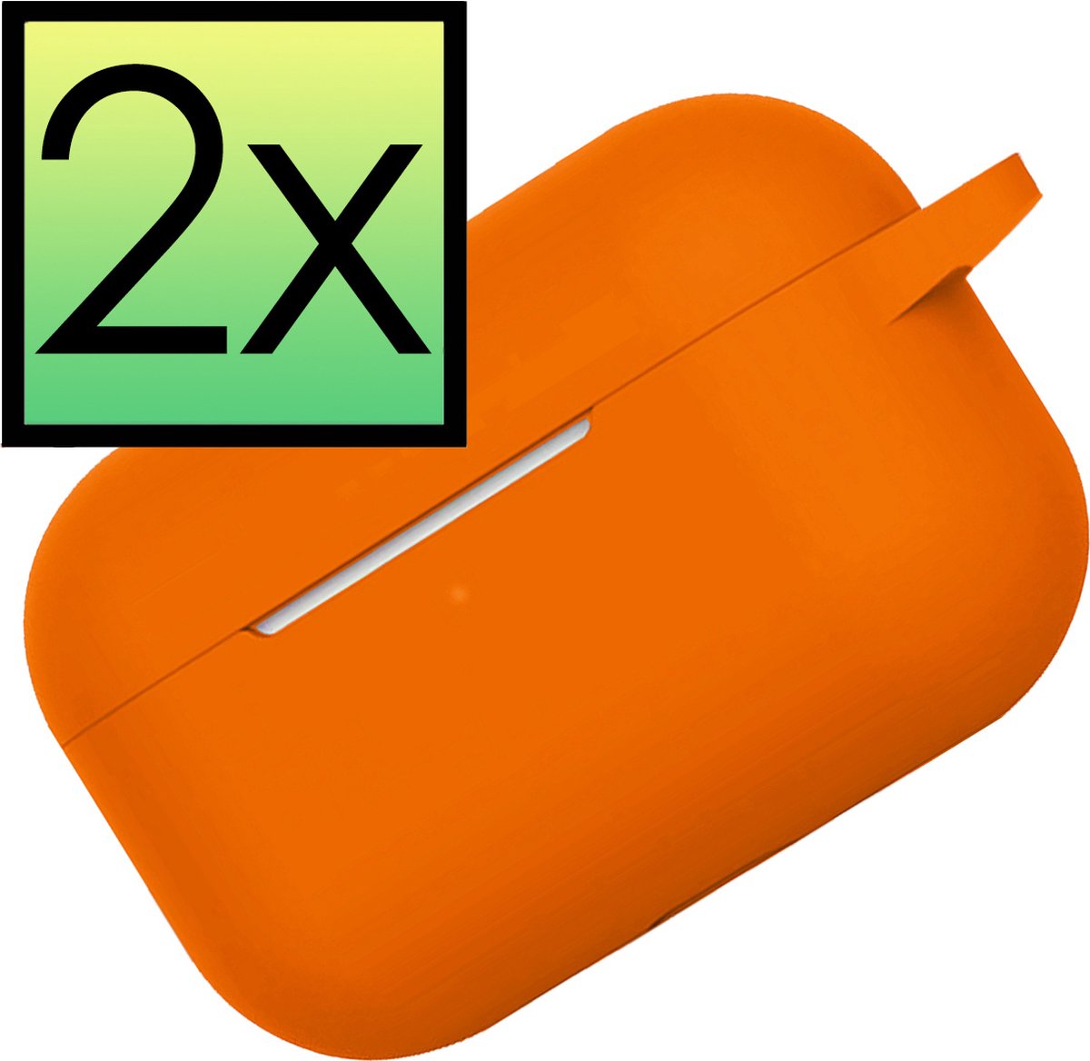 Hoes Geschikt voor Airpods Pro Hoesje Cover Silicone Case Hoes - Oranje - 2x