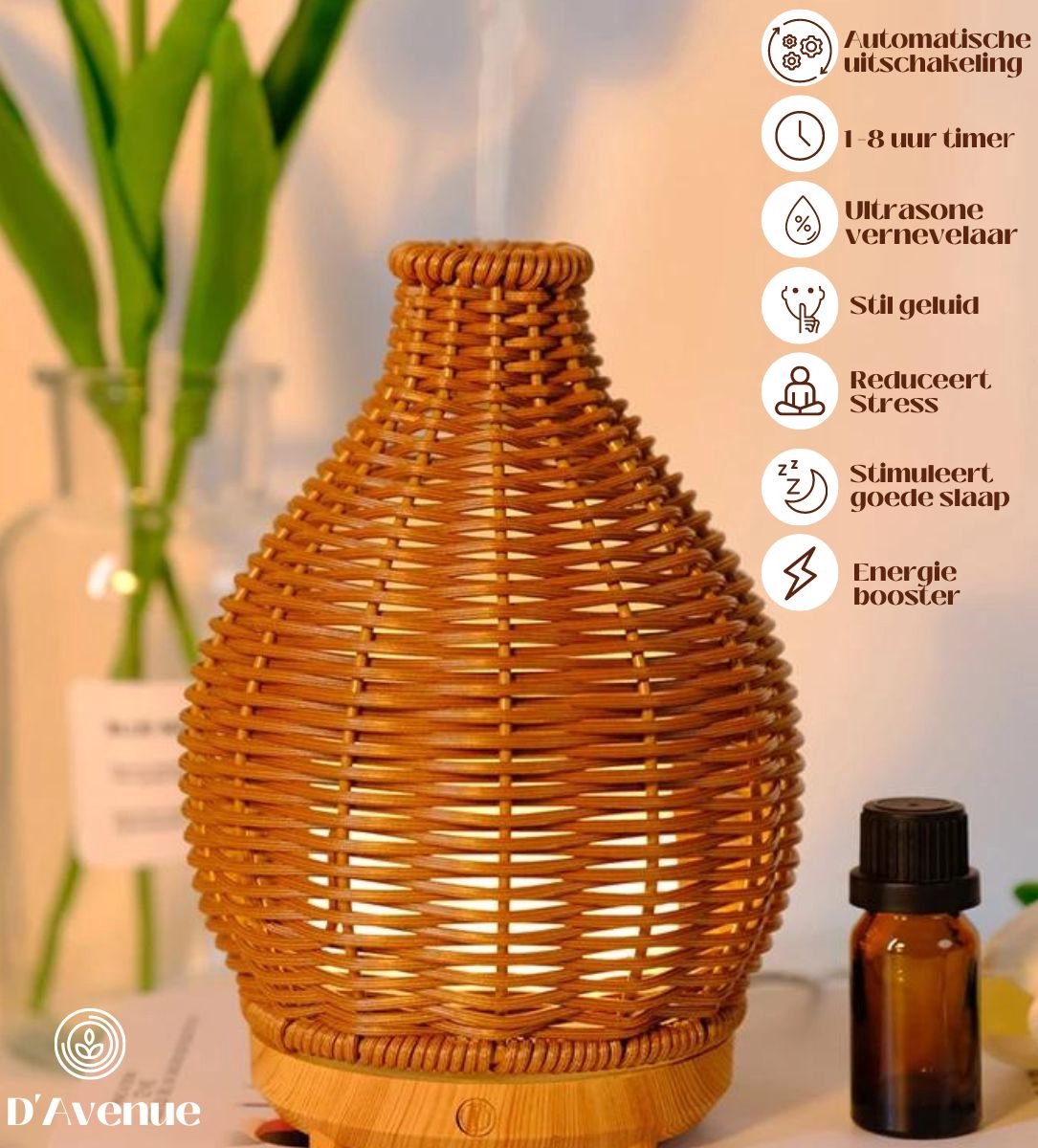 Angoily Rotan Diffuser Sticks - 8 Natuurlijke Rieten Sticks voor Etherische Oliën Aroma - Vervanging Navullende Room Geurstaafjes