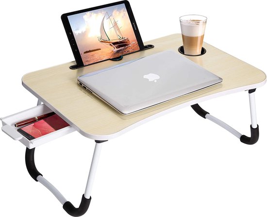 Borvat®, table de chevet, bureau d'ordinateur portable, Grande table de  lit pliante